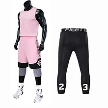 Профессиональный баскетбольные майки Для мужчин комплект из 3 предметов, рубашка+ шорты+ длинные плотные брюки тренировки пустой униформа для игры в баскетбол в колледже