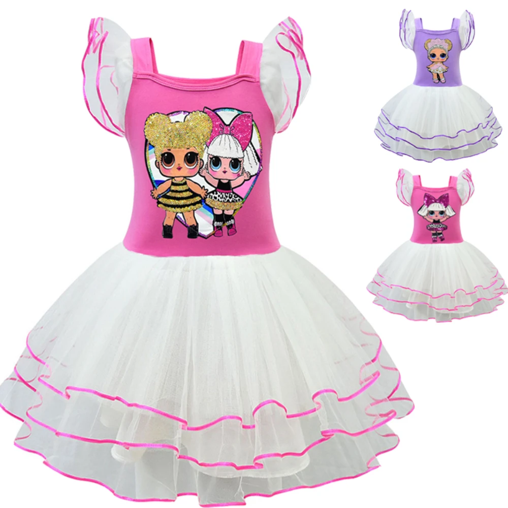 LOL Surprise-vestido de lentejuelas para niña, vestidos de encaje para pastel muñecas Lol de dibujos animados bebé, vestidos de fiesta de princesa - AliExpress