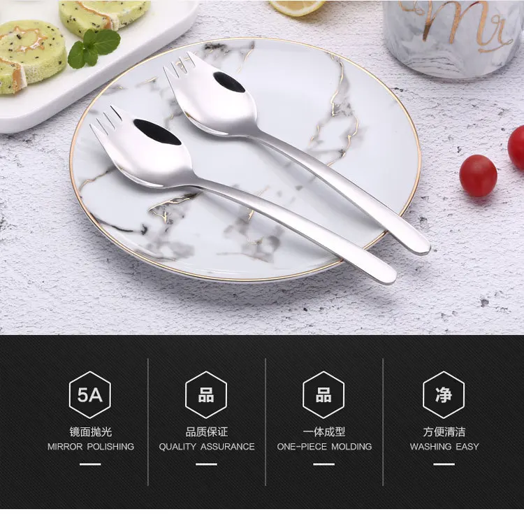 304 из нержавеющей стали Ложка Вилка цельная креативная ложка Spork ложка сыворотка еда sha la shao cha салат вилка ложка настраиваемые, с логотипом