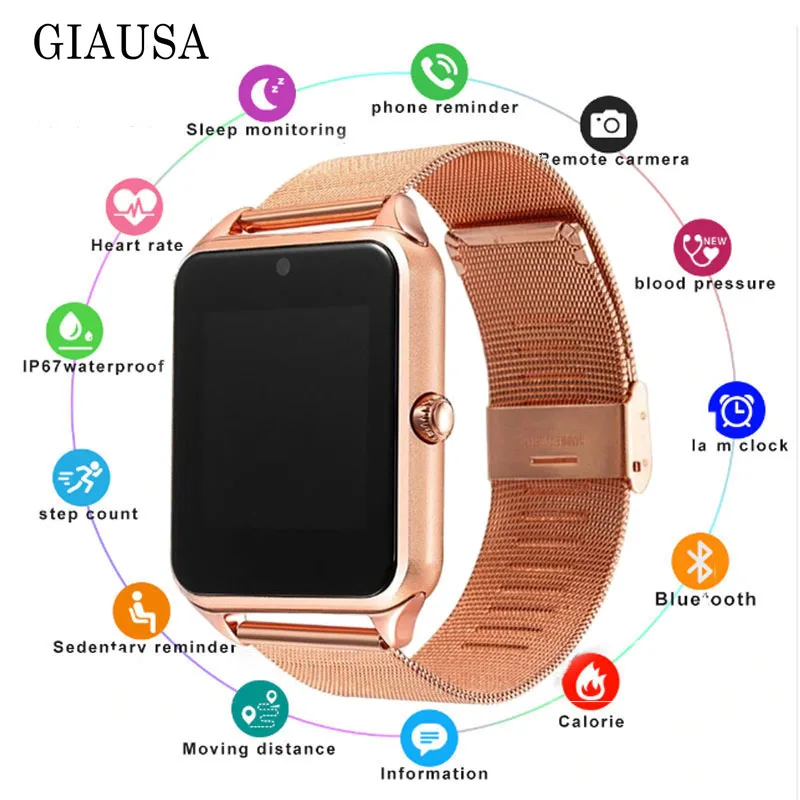 

Z60 Smart Watch GT08 Plus Metal Clock With Sim Card Slot Push Message Bluetooth Connectivity Android IOS Phone Smartwatch PK S8
