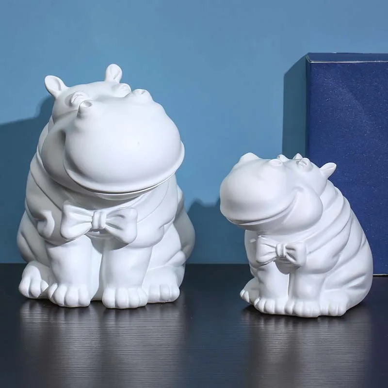 

Smile Hippo Resin Crafts Creative Home Furnishing Decorations European Style Ornaments Crafts Small Decor Miniature Model