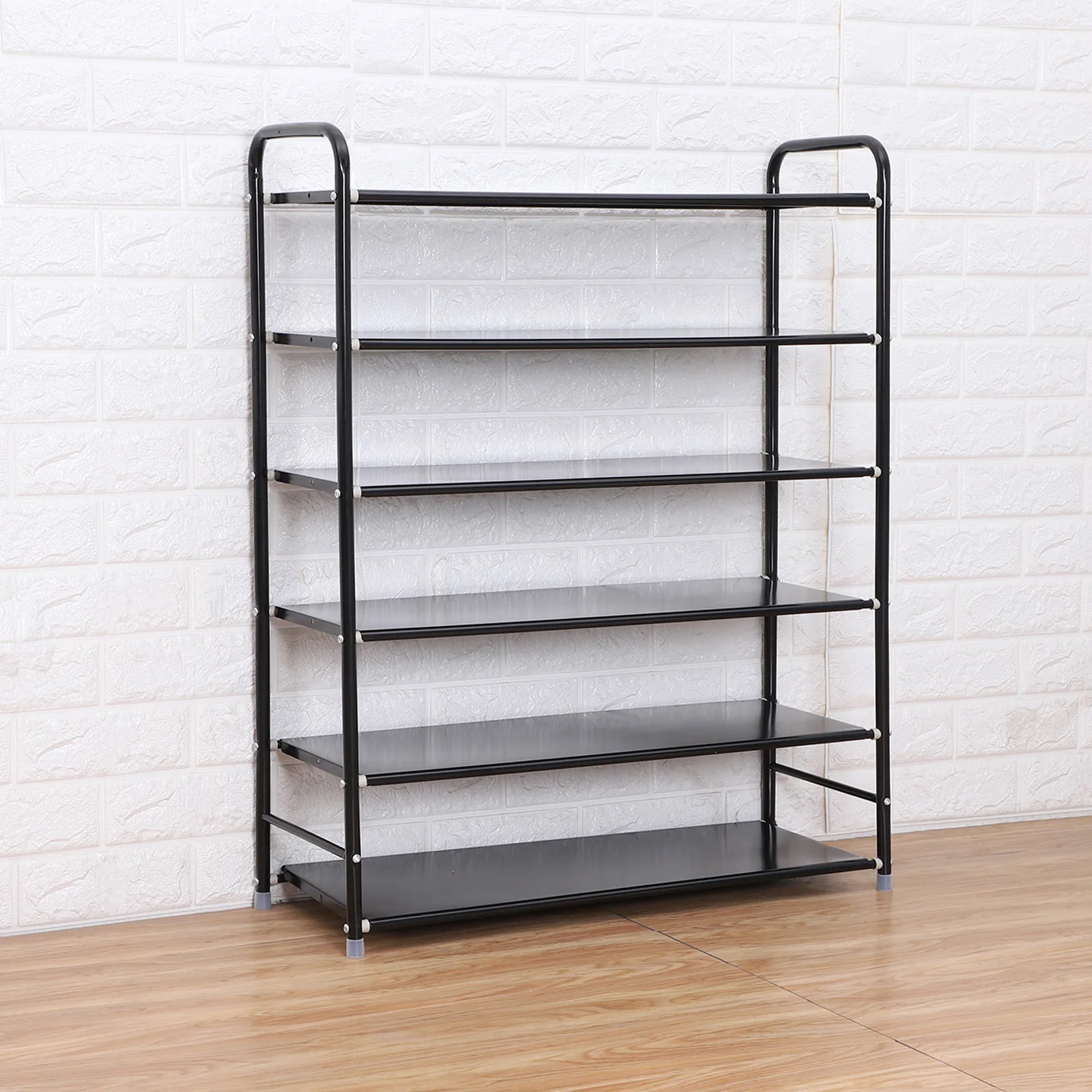 3 4 5 6 Layers Simple Assembly Shoe Rack With Handle Black