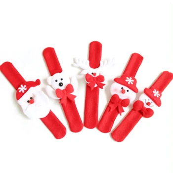 

60 pcs Christmas Patting Circle Bracelet Watch Xmas Children Gift Santa Claus Snowman Deer New Year Party Toy Wrist Decoration