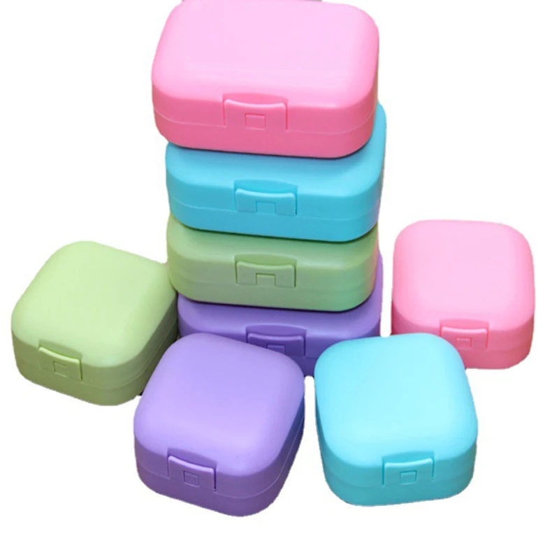 New Plastic Travel Soap Box Dish Candy Color Portable Soap Holder Rectangle Square Soap Storage Container Bathroom Accessories