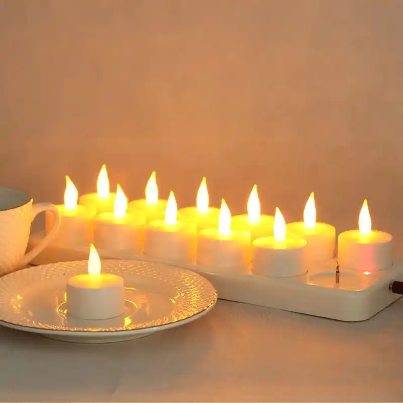 Xyseamf 12 PCS LED Rechargeable Tea Lights Candles With Remote And White Base