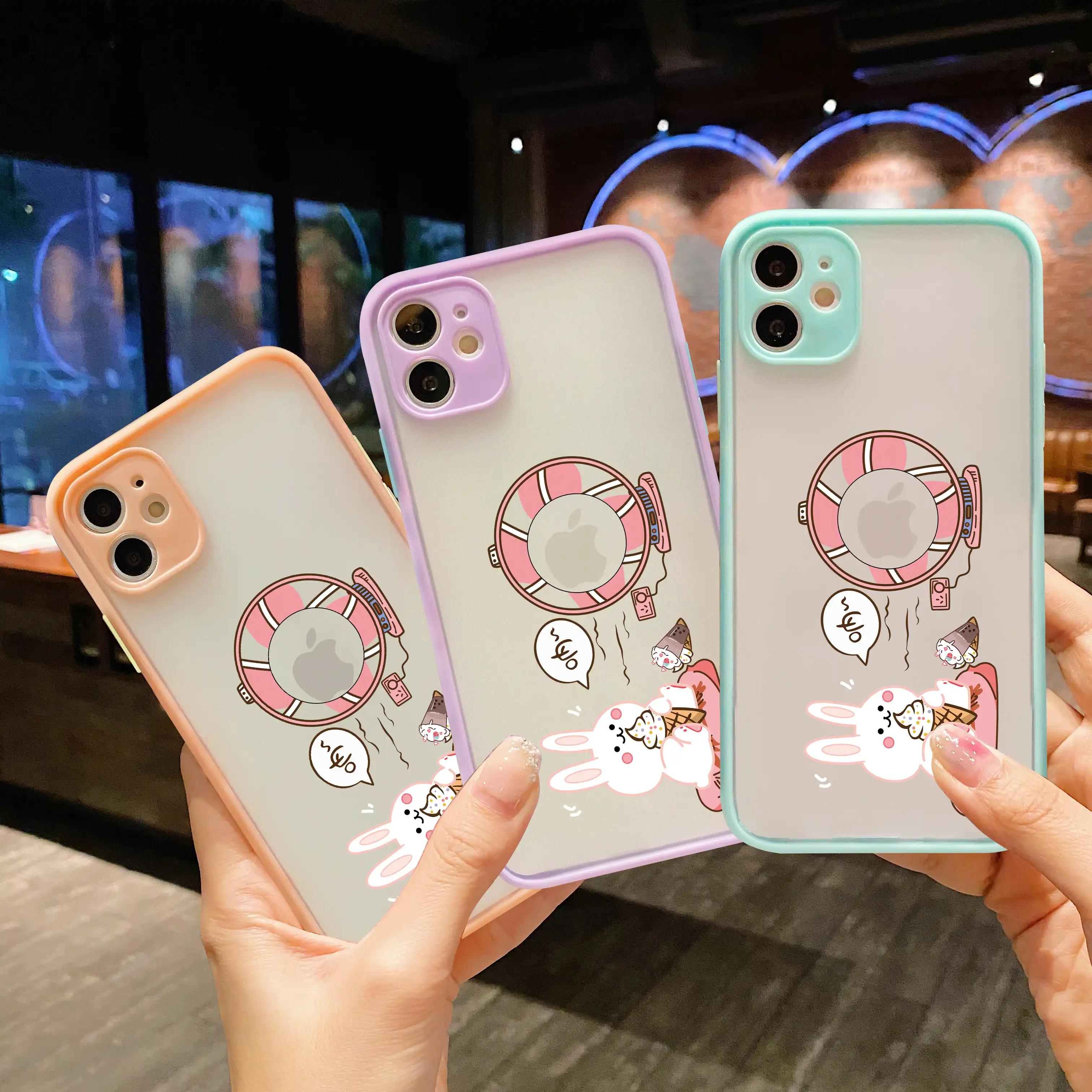 sevimli tavsan koruma mat telefon kilifi icin iphone se 2020 x xr xs 6s 6 7 8 arti arka kapak apple 11 pro max konut capa telefon tamponu aliexpress