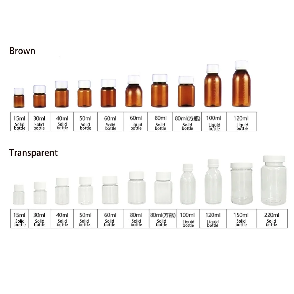 Laboratory Solid Reagent Bottle Portable PET Chemical Reagent Bottles Experiment Supplies Vial 15ml-80ml