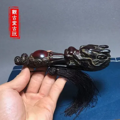 Красивый Тибетский Природный старый рог яка Голова Дракона Ruyi орнамент