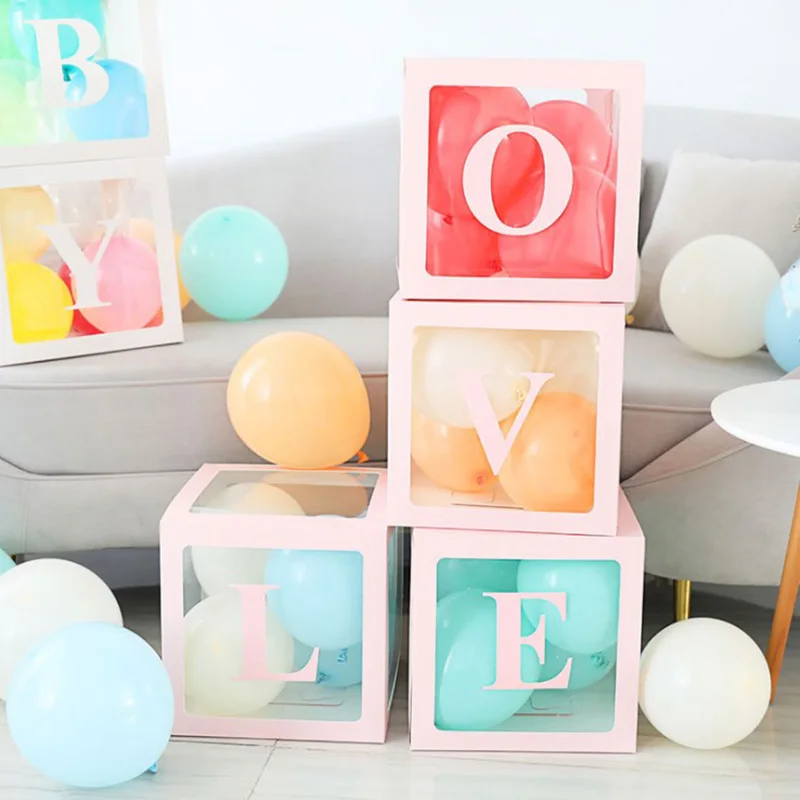 Baby Shower мальчик девочка прозрачная коробка украшение душевой кабины ребенка крещение рождение вечерние Декор картон детский душ Gif