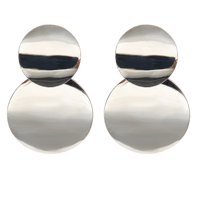 Black Round Metal Earring for Women Gold Shiny Smooth Long Drop Earrings 2019 Fashion Statement Jewelry Pendientes Bijoux