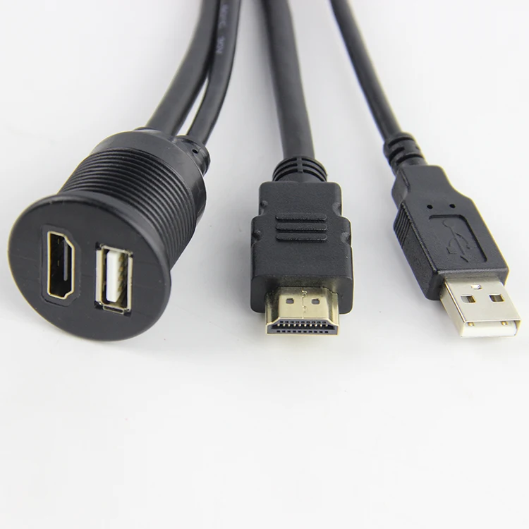 3.0 USB waterproof Mount Car Extension Cable HDMII Male To USB Female For Cable