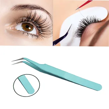 

1 PC Green Stainless Steel Eyebrow Tweezers Eyelash Curler Clip Plucking Antimagnetic Antistatic Eyelash Tweezers Elbow Tools