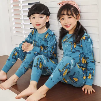 

Teenage Boys Girls Pajamas Sleepwear Pyjamas Kids Cotton Cartoon Nightwear Pijamas Baby Girls Clothes Top+Pant 2pcs Sleep Suits