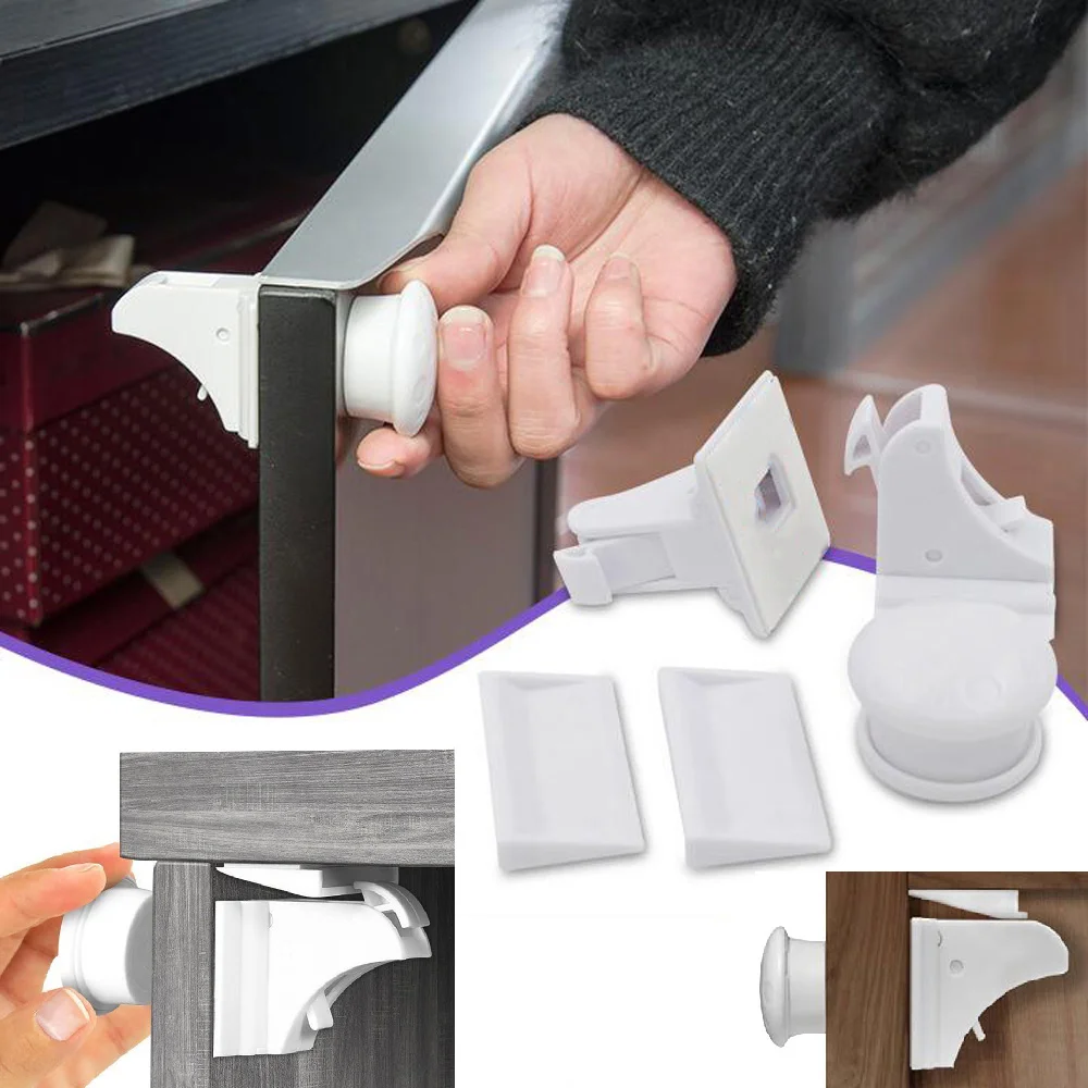 

12+3 Pcs Magnetic Lock Children Protection Baby Safety Lock Drawer Latch Cabinet Door Stopper Lock Limiter Infant Security Locks