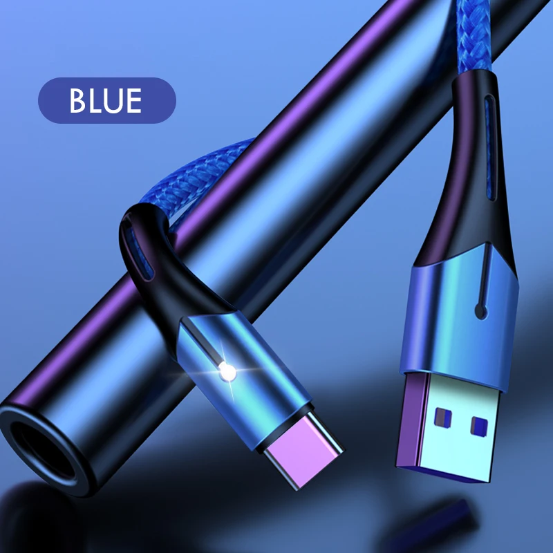 ZNP USB C кабель 3A Быстрая зарядка usb type C кабели для samsung S10 S9 huawei Быстрая зарядка быстрое зарядное устройство кабель для передачи данных USB C шнур - Цвет: Синий