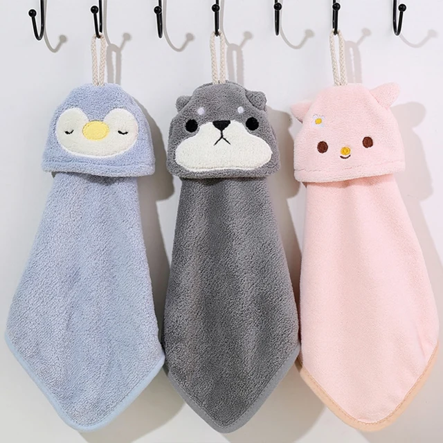 Cute Hand Towels Hanging Hand Towel Absorbent Towel Kitchen Bathroom Hand Cloth Microfiber Absorbent Hand Towels, Size: 39.5cm/15.55, Blue