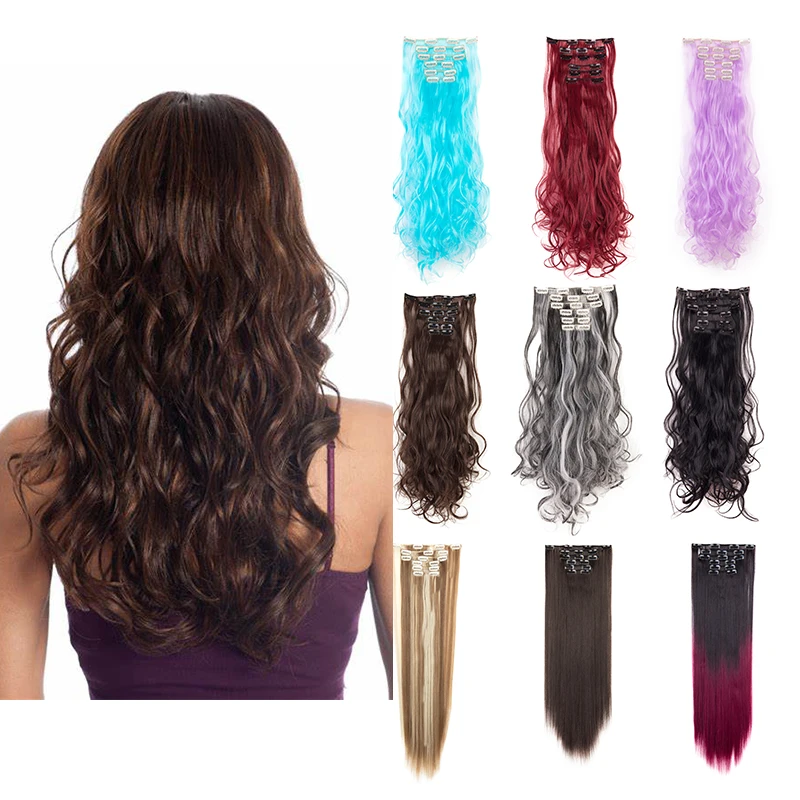 Lelinta 24'' 26'' Clips In Hair Extensions Straight/Wavy Curly
