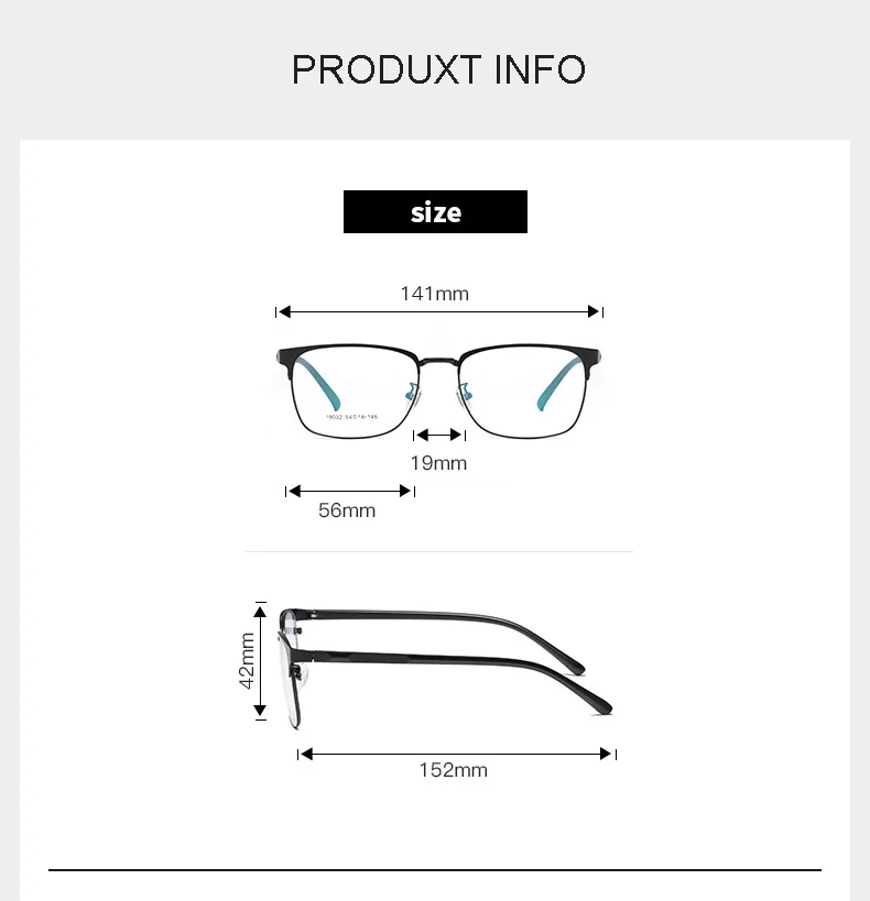 Brand New Men Square Glasses Frame Fashion Business Optical Eyewear Black Alloy Flexible Eyeglasses TR90 Myopia Clear Spectacles