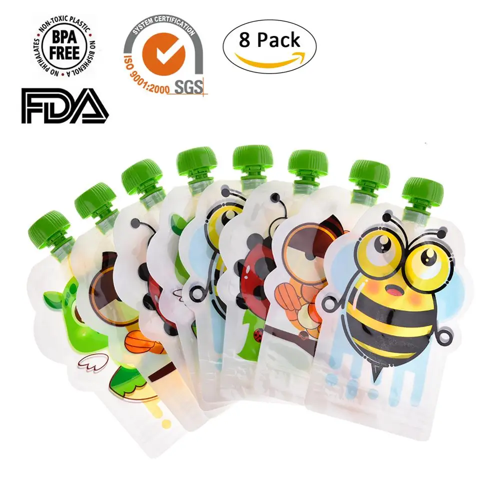 

8pcs 150ml Cartoon Breast Milk Storage Bag BPA-Free Reusable Sealed Complementary Food Pouch Storage Ziplock Bag