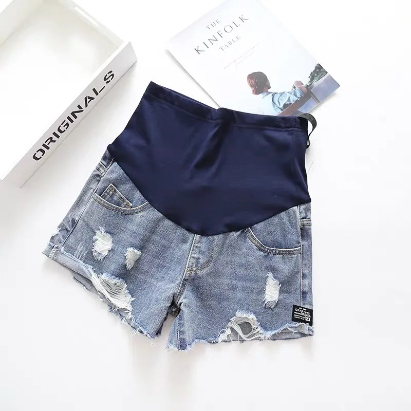 Maternity Clothes for Pregnant jeans Women Denim Shorts Pregnancy Jeans Low-Waisted Plus Size Loose Pants Wear outdoors - 5