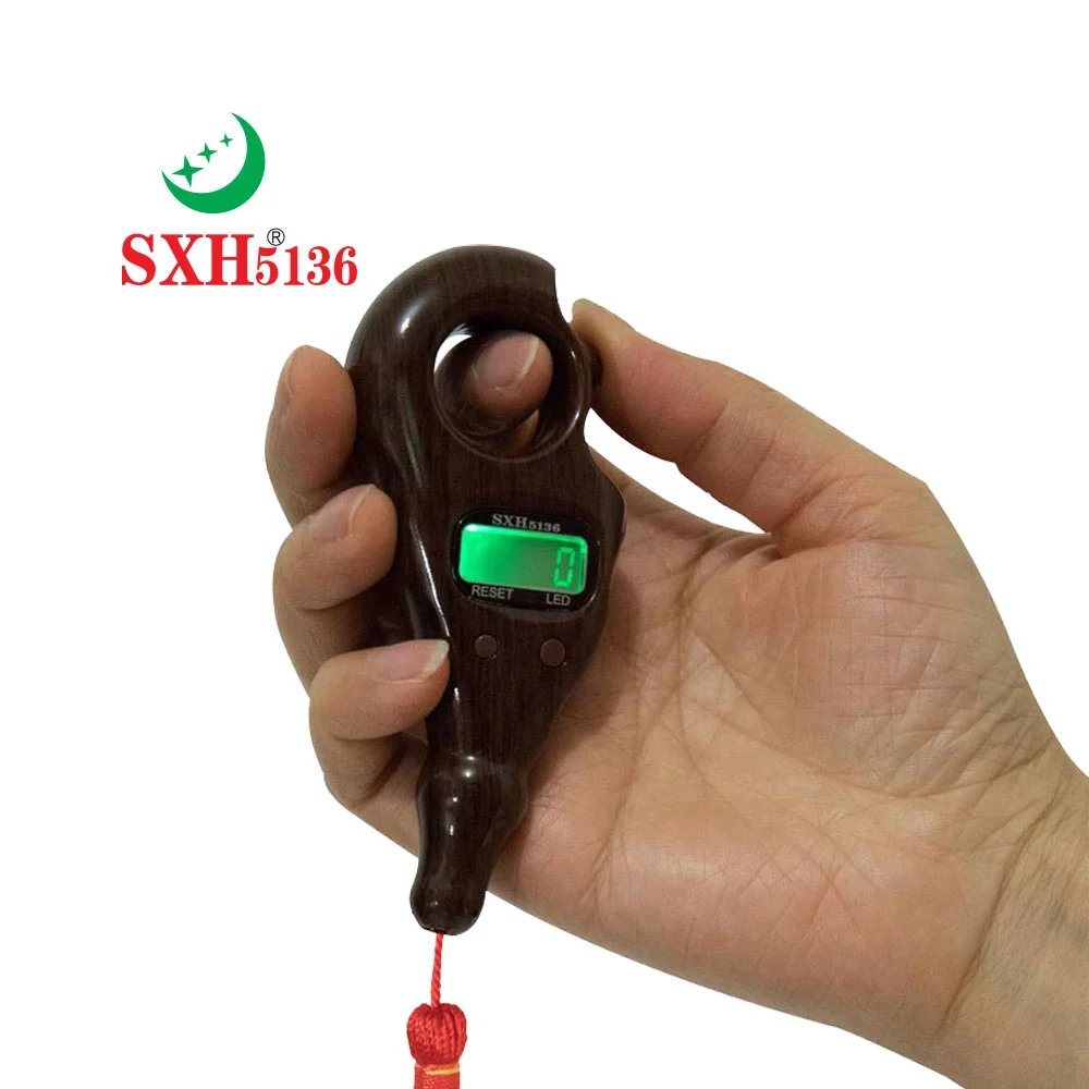 Hand Tally Counter Electronic Counter SXH5136 Factory Electronics Tally Counter with LED Compass Wooden color Digital Tasbih Bead Rosary