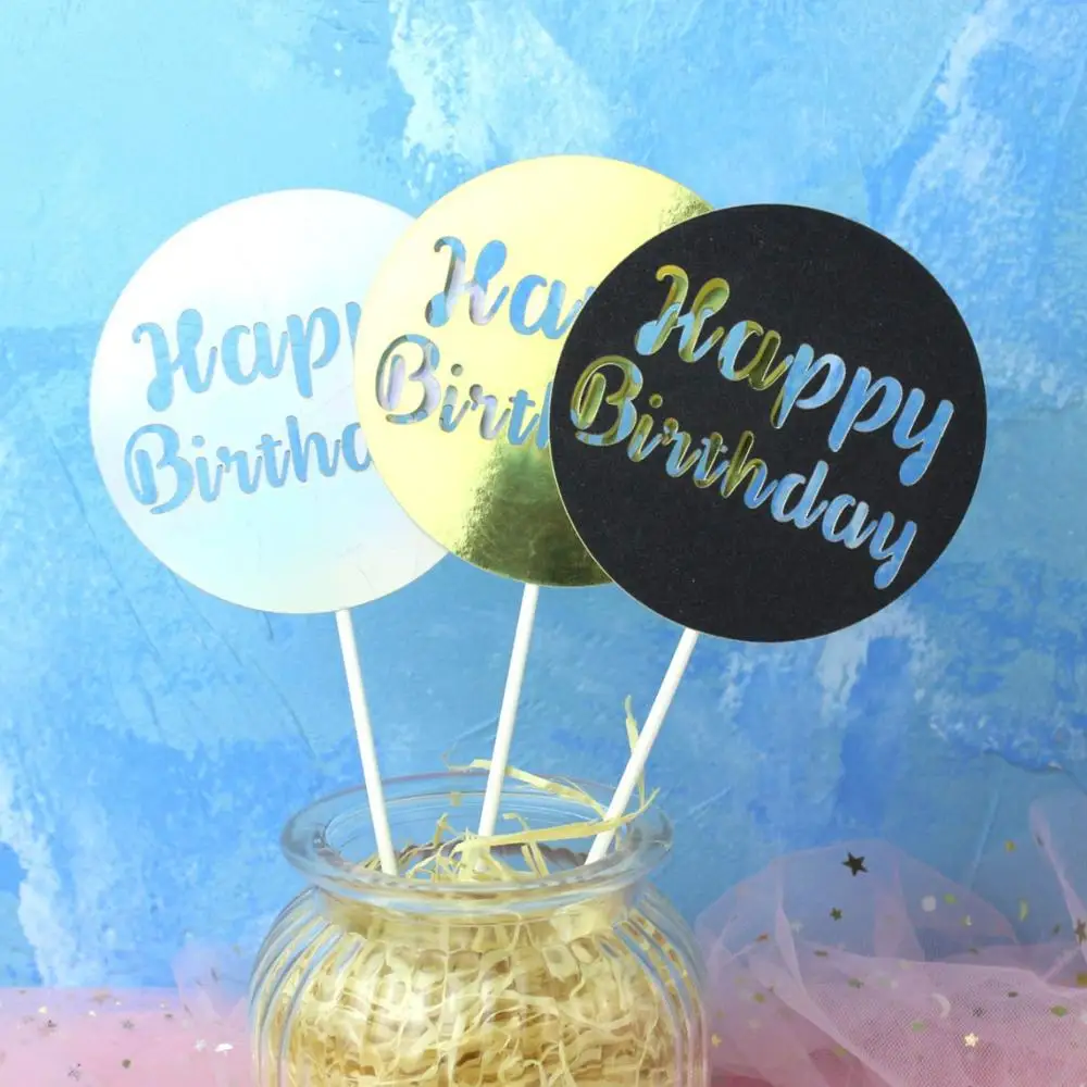 Garniture De Gateau Cupcake Bleu Or Argent 1 Piece Drapeaux Superieurs De Gateau Joyeux Anniversaire Pour Amour Famille Fete D Anniversaire Fournitures De Decoration De Patisserie Aliexpress