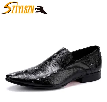 

New Design Luxury Genuine Leather crocodile Grain Modern Men Brogue Shoes Party Wedding Suit Formal Footwear Male Dress Shoe