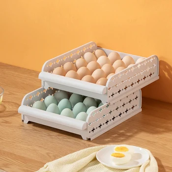 

2 Pcs Single-Layer 20 Lattice Egg Storage Box Egg Holder for Refrigerator Kitchen Egg Storage Container Organizer
