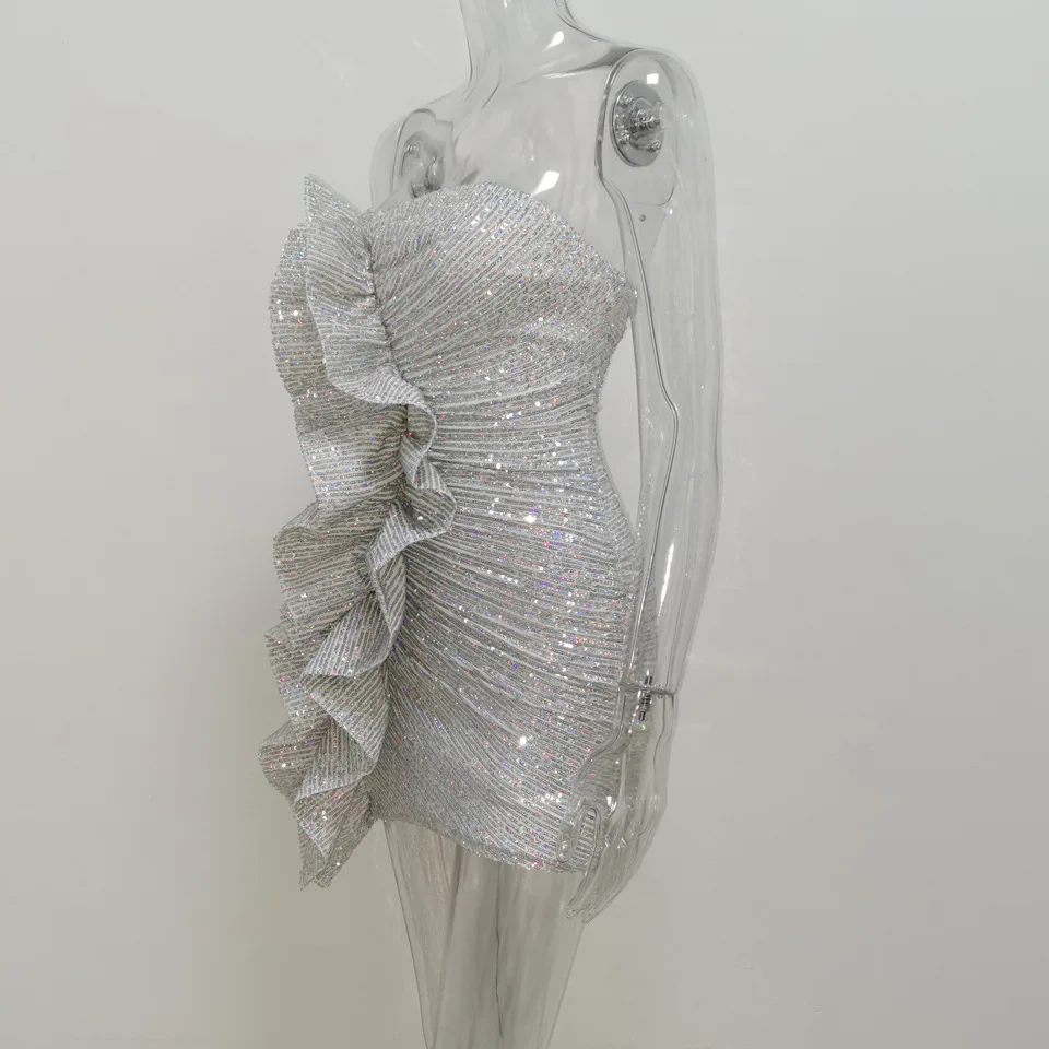 Сексуальное женское платье с открытыми плечами, Vestidos, с оборками, облегающее, рождественское платье, ropa mujer, с блестками, вечерние, Клубные, мини-платья
