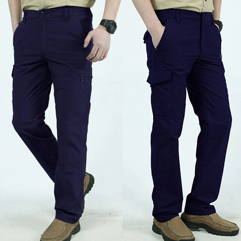 Royal Blue Новые популярные мужские рабочие брюки карго с несколькими карманами, для альпинизма, пешего туризма, быстросохнущие, для улицы, летние, YAA99 - Цвет: Royal Blue