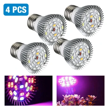 

4PCS Full Spectrum E27 LED Grow Light Bulb Lamp For Veg Bloom Indoor Plant Wattage 18W Voltage 220V