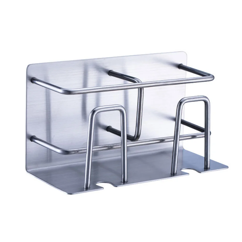 

Stainless Steel Non-perforated Cup Shelf Portable Wall Mounted Bathroom Wash Rack Toothpaste Hanger Toothbrush Holder