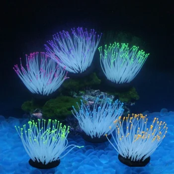 

Fish Tank Glowing Decor Effect Artificial Silicone Plant Sea Anemone for Fish Tank Decoration Aquarium Ornament New