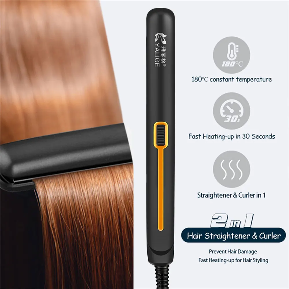 2 In 1 Mini Hair Straightener Professional Curler Fast Heat Flat Iron Ceramic Irons Portable Straightening Styling Tools | Красота и