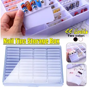 

Fake Nail Tips Storage Box 44 Compartments Nails Art Decoration Container Display Case Black/white Acrylic Nail Art Display Box