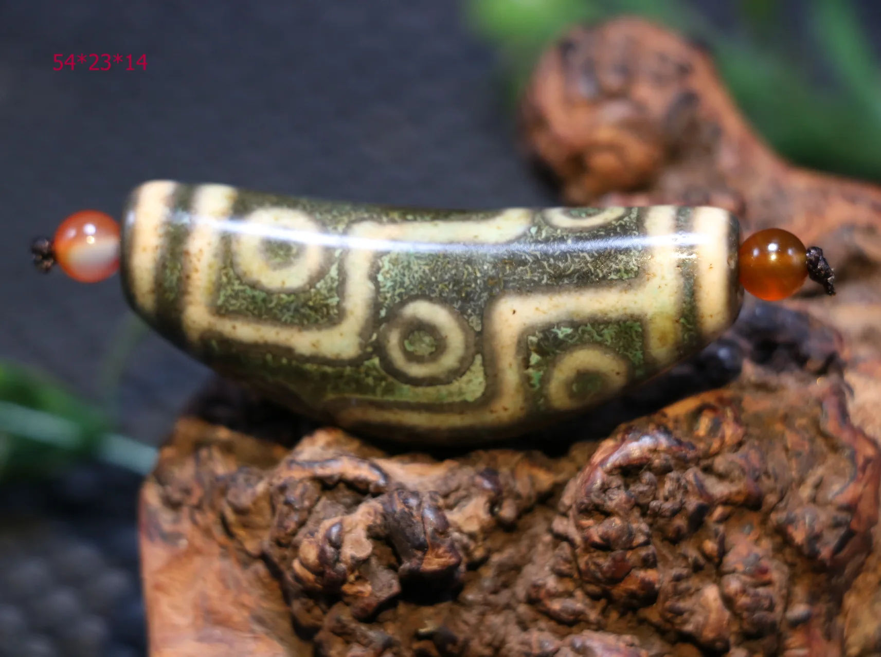 Energy Magic LKbrother Talisman Treasure Power Tibetan Old Agate 9 Eye Kingdom Horn Shape dZi Bead Pendant Amulet A | Украшения и