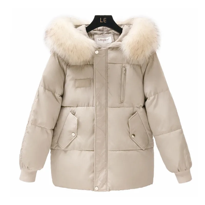##BUY Winter Fur Collar Down Jackets Coat Women Thicken Warm Female Parkas Korean BF Hooded Cotton Padded Jacket Coat for Student