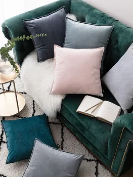 

Velvet hug pillowcase cushion set solid color pillowcase office belt lumbar cushion cover living room sofa hug pillowcase