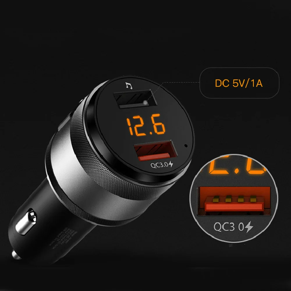 Bluetooth FM передатчик, автомобильный музыкальный плеер хэндс-фри QC3.0 быстрой зарядки Фирменная Новинка и высокое качество