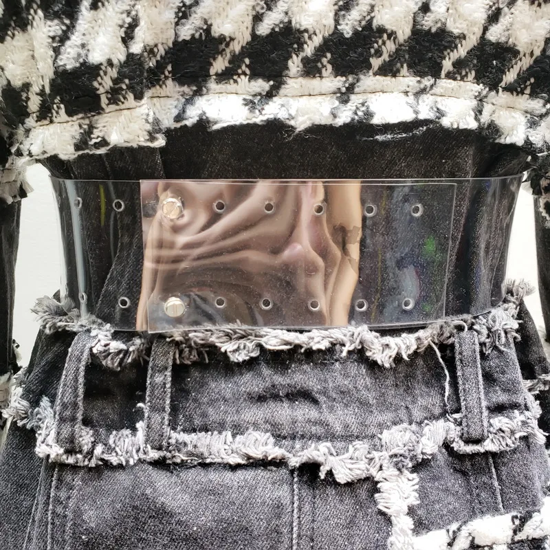 Jacket fashion wool woven personality stitching woolen denim suit coat