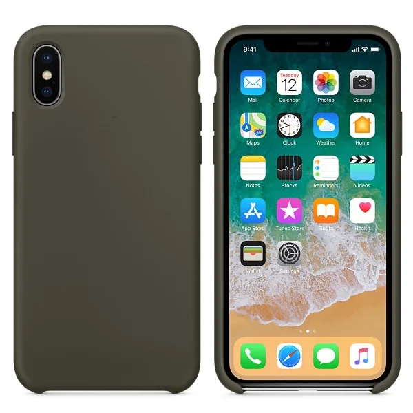 Роскошный официальный силиконовый Жидкий чехол для телефона IPhone 11 Pro X XS MAX XR 10 6 S 6 S 7 8 Plus чехлы задняя крышка с логотипом Capa - Цвет: dark olive