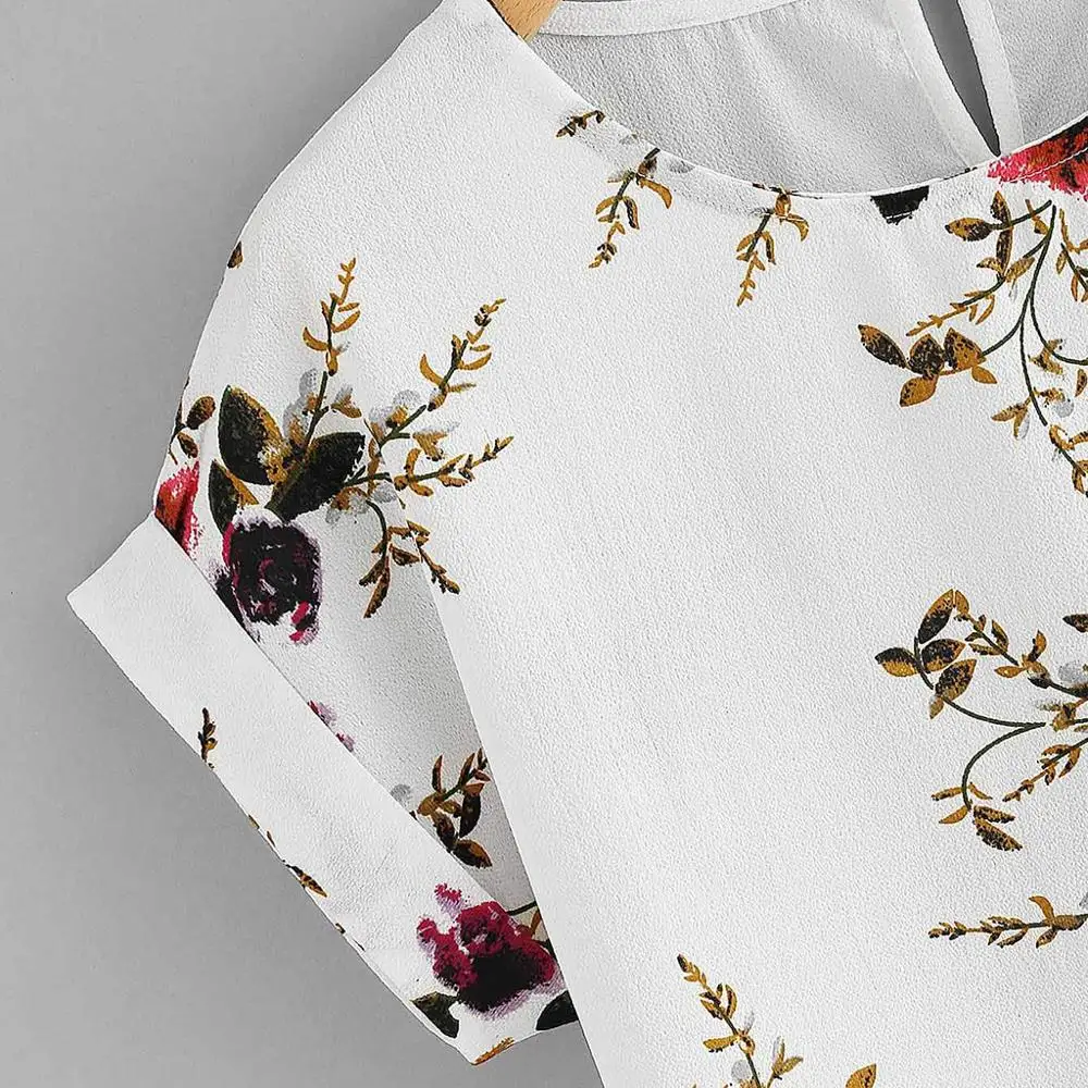 Summer Fashion Floral Print Blouse Pullover Ladies O-Neck Tee Tops Female Women's Short Sleeve Shirt Blusas Femininas Clothing 5