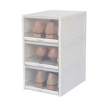 

3pcs/set Shoe Storage Box Save Drawer Type Thickened Transparent Foldable Space Plastic Shoe Organizers Rack Cabinet