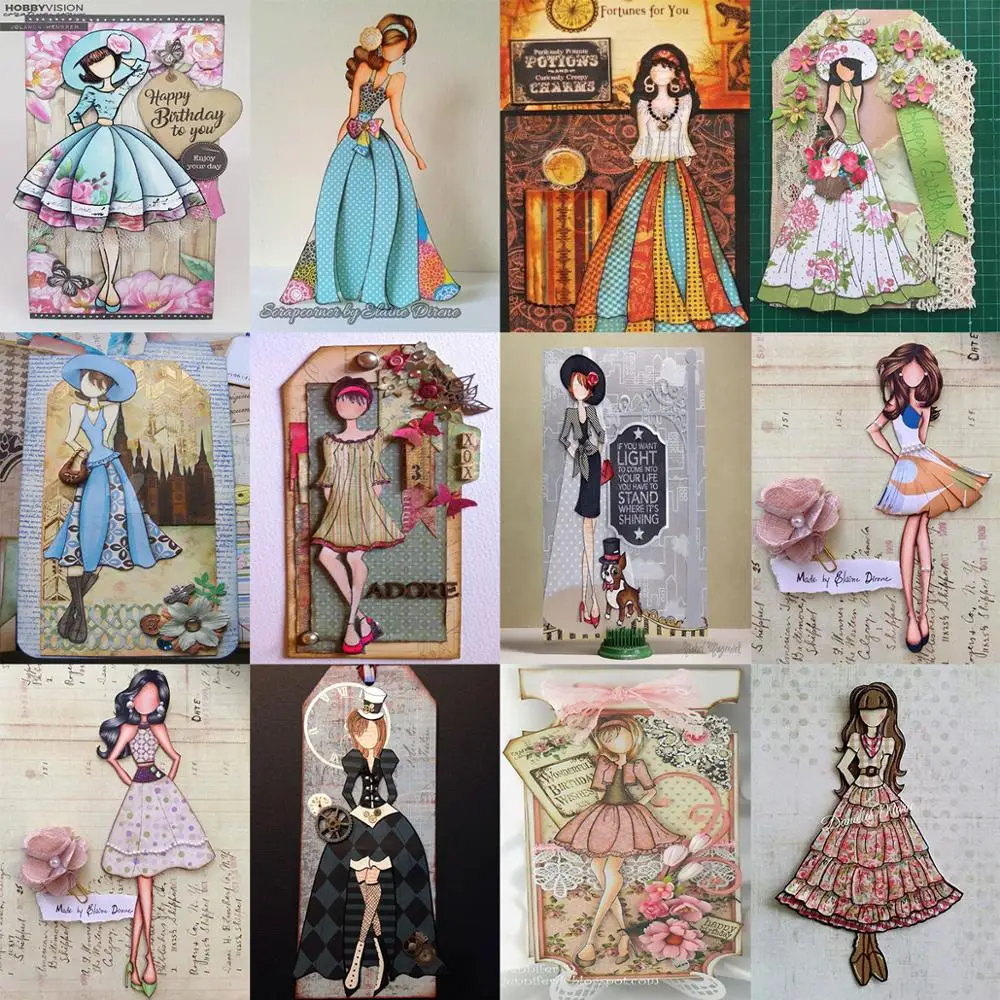 

lady Girl Doll Die Cut Metal Cutting Dies DIY Scrapbook Making Cards paper craft Album Stencil punch art 2020 new