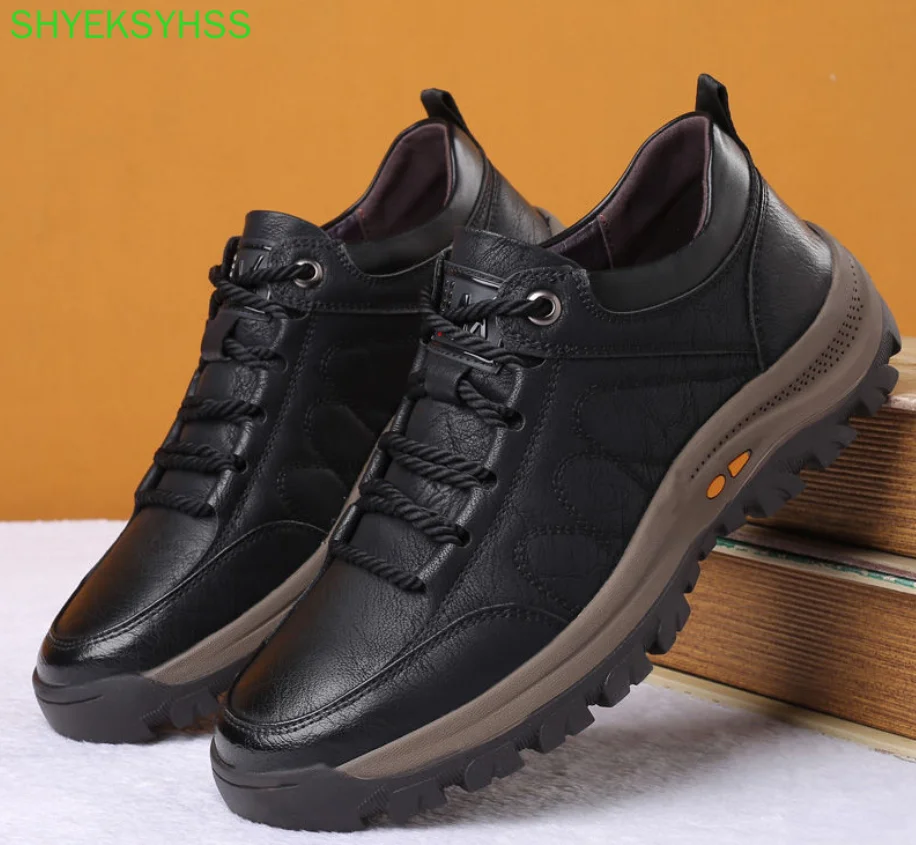 Autumn Casual Men Leather Shoes Quality Men's Sneakers Designer Bussiness Outdoor For Man Driving Work Shoe | Обувь