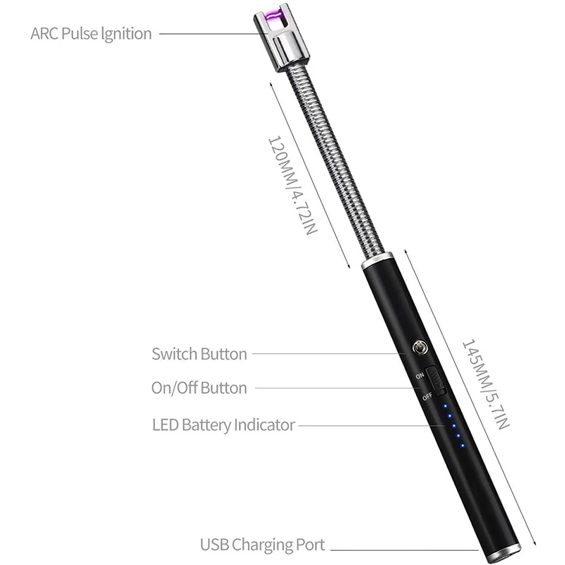 Вращающаяся на 360 градусов Гибкая ветрозащитная Зажигалка для шеи электрическая