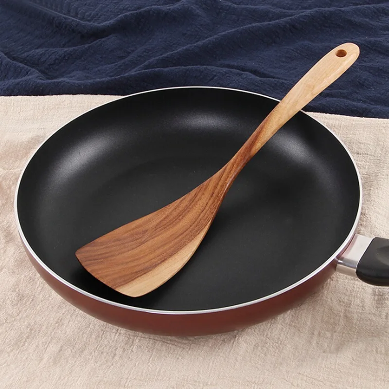 Набор деревянной кухонной утвари антипригарный лопата с деревянной ручкой инструменты для приготовления пищи с длинными ручные кухонные инструменты