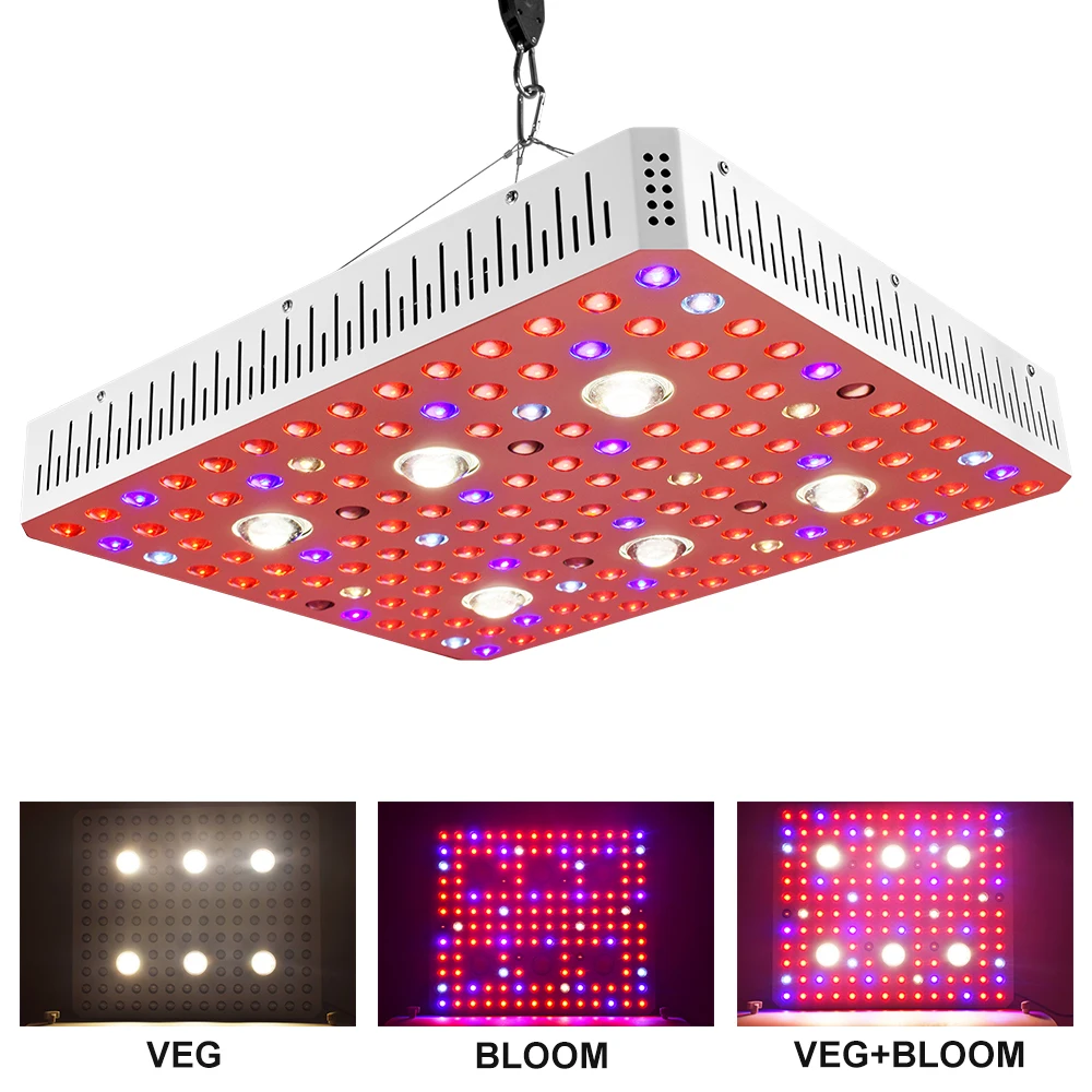 Qkwin FUN COB LED GROW LIGHT 3000W real 600W with bridelux COB double chip leds dual LENS for high par value