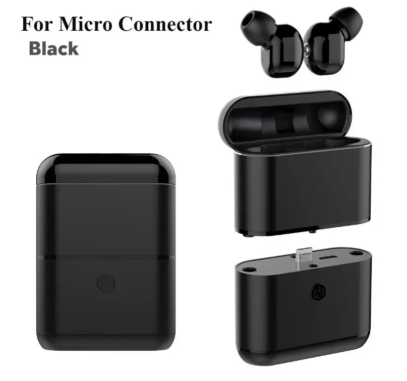 For Micro Black TWS Bluetooth наушники 5,0 мини беспроводные наушники спортивные наушники гарнитура с аварийной зарядкой для iPhone samsung huawei - Цвет: For Micro Black