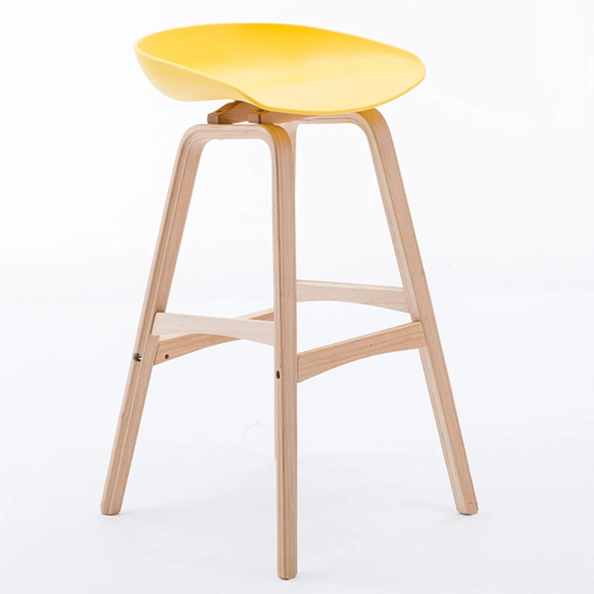 Европейские креативные барные стулья из цельного дерева, современный минималистичный барный стул, скандинавский модный ресторан, высокий стул, домашние табуреты